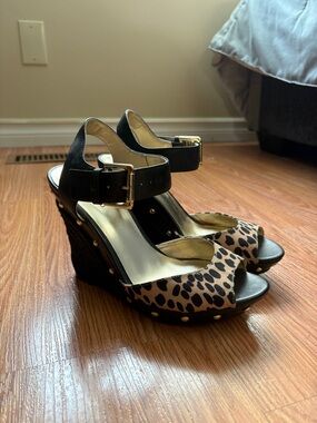 Guess Leopard Print Wedge Sandals